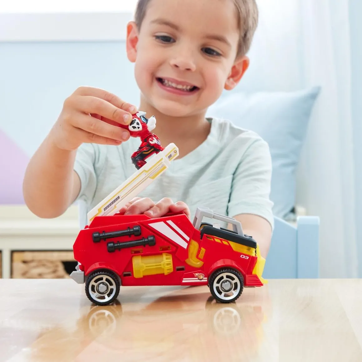 Energía - Patrulla Canina - Camión de bomberos de juguete con figura de acción de Marshall, luces y sonidos ㅤ