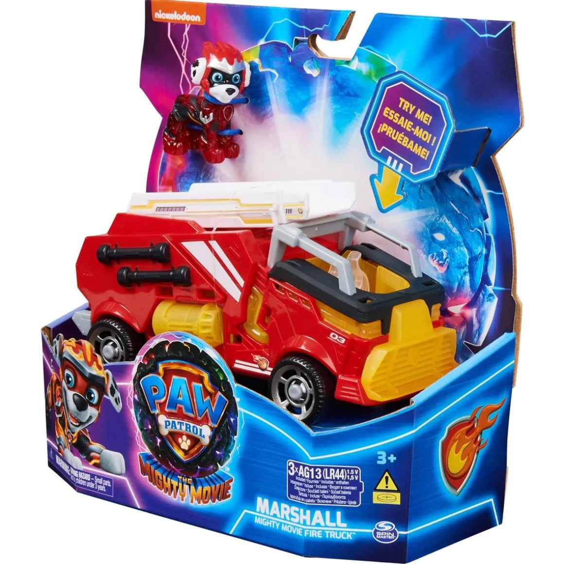 Energía - Patrulla Canina - Camión de bomberos de juguete con figura de acción de Marshall, luces y sonidos ㅤ