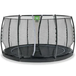 Exit - Cama elástica de suelo Dynamic 427 cm negro con red de seguridad