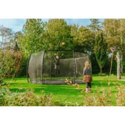 Exit - Cama elástica de suelo Dynamic 427 cm negro con red de seguridad