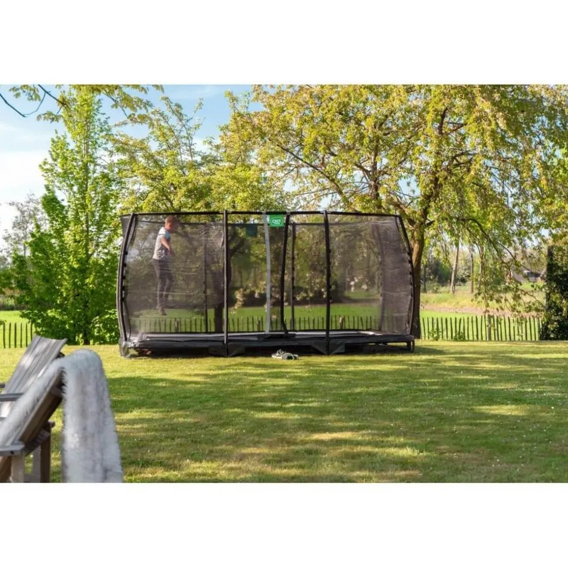 Exit - Cama elástica de suelo Allure Classic 214 x 366 cm verde