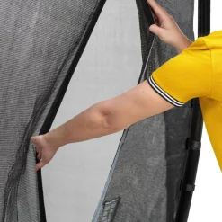 Exit - Cama elástica de suelo Dynamic 305 cm negro con red de seguridad