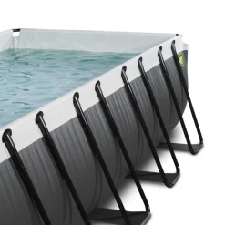 Exit - Piscina Black Leather 400 x 200 x 122 cm con filtro de arena y cúpula