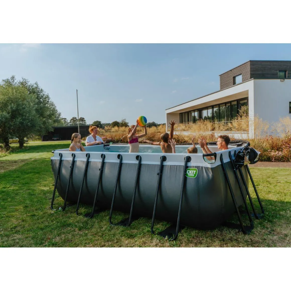 Exit - Piscina Black Leather 400 x 200 x 122 cm con filtro de cartucho