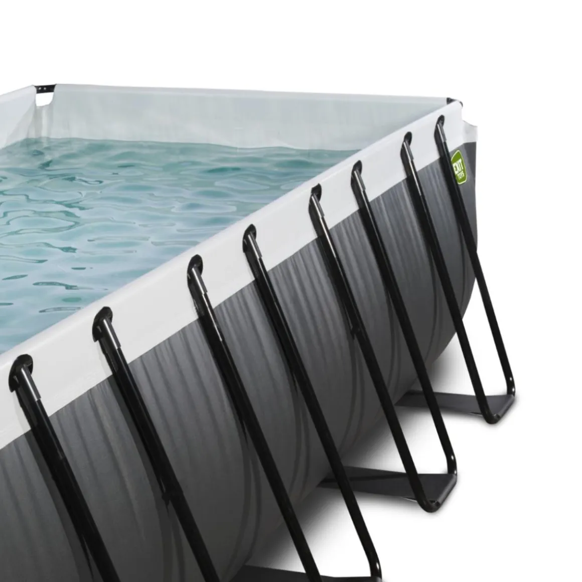 Exit - Piscina Black Leather 400 x 200 x 100 cm con filtro de arena, cúpula y bomba de calor