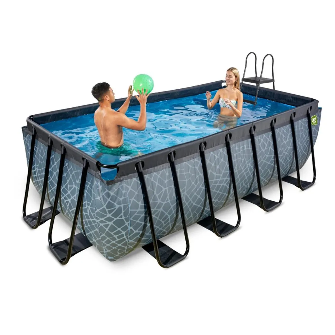 Exit - Piscina Stone gris 400 x 200 x 122 cm con filtro de cartucho
