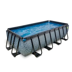 Exit - Piscina Stone gris 400 x 200 x 100 cm con filtro de arena
