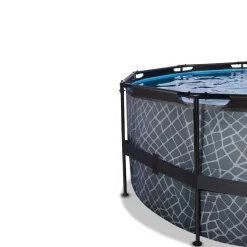 Exit - Piscina Stone gris diámetro 450 x 122 cm con filtro de arena