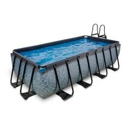 Exit - Piscina Stone gris 400 x 200 x 100 cm con filtro de cartucho