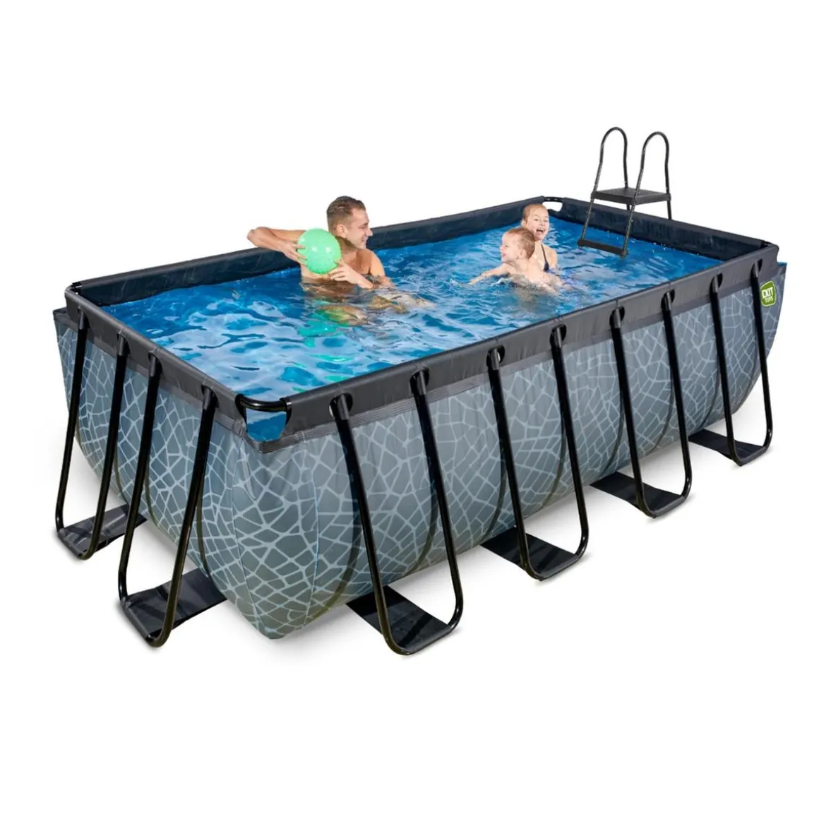 Exit - Piscina Stone gris 400 x 200 x 122 cm con filtro de arena
