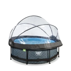 EXIT - Piscina Stone redonda 244 cm con cúpula y bomba de filtro