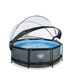 EXIT - Piscina Stone redonda 244 cm con cúpula y bomba de filtro