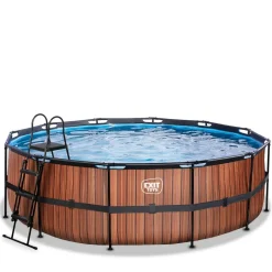 Exit - Piscina Wood efecto madera diámetro 450 x 122 cm con filtro de cartucho
