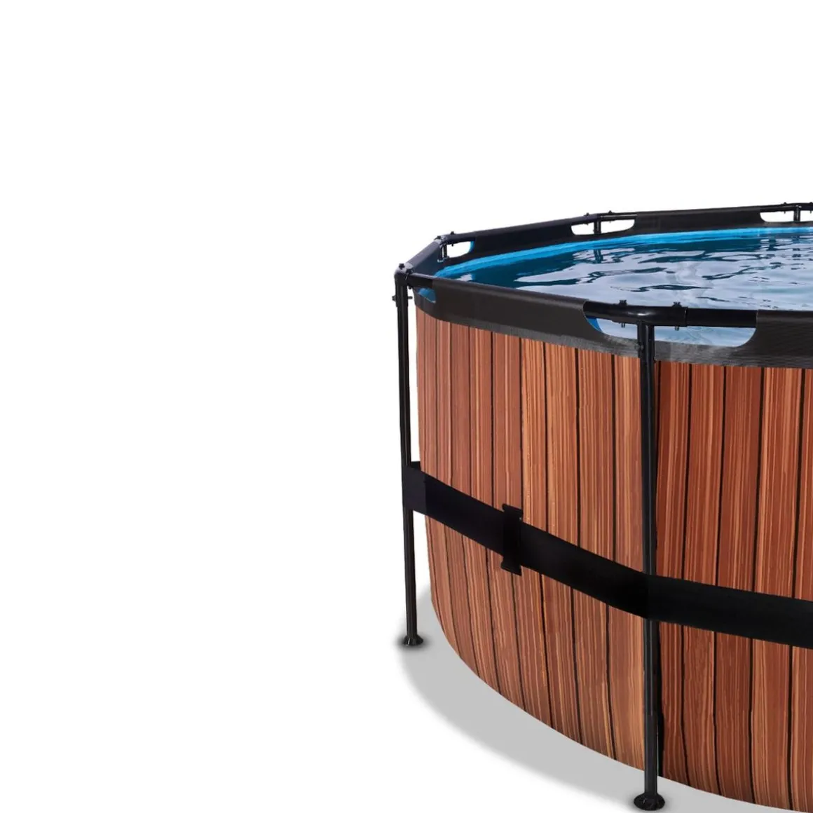 Exit - Piscina Wood efecto madera diámetro 450 x 122 cm con filtro de cartucho