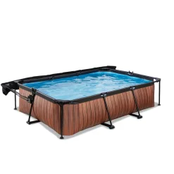 Exit - Piscina Wood efecto madera 300 x 200 x 65 cm con filtro y toldo negro