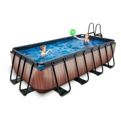 Exit - Piscina Wood efecto madera 400 x 200 x 100 cm con filtro de arena