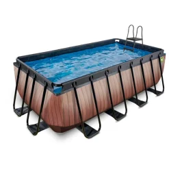 Exit - Piscina Wood efecto madera 400 x 200 x 122 cm con filtro de arena