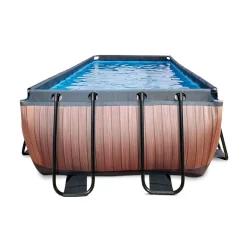 Exit - Piscina Wood efecto madera 400 x 200 x 122 cm con filtro de arena