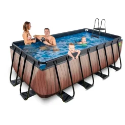 Exit - Piscina Wood efecto madera 400 x 200 x 122 cm con filtro de arena