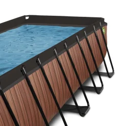 Exit - Piscina Wood efecto madera 540 x 250 x 122 cm con filtro de arena, cúpula y bomba de calor
