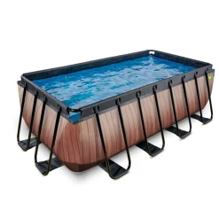 Exit - Piscina Wood efecto madera 400 x 200 x 122 cm con filtro de cartucho