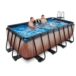 Exit - Piscina Wood efecto madera 400 x 200 x 122 cm con filtro de cartucho