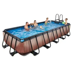 Exit - Piscina Wood efecto madera 540 x 250 x 100 cm con filtro de arena