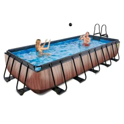 Exit - Piscina Wood efecto madera 540 x 250 x 100 cm con filtro de cartucho
