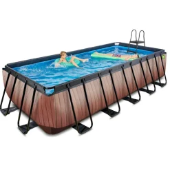 Exit - Piscina Wood efecto madera 540 x 250 x 122 cm con filtro de arena