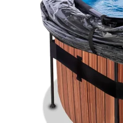 Exit - Piscina Wood efecto madera diámetro 488 x 122 cm con filtro de arena y cúpula
