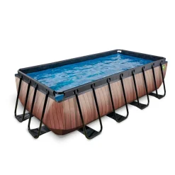 Exit - Piscina Wood efecto madera 400 x 200 x 100 cm con filtro de cartucho