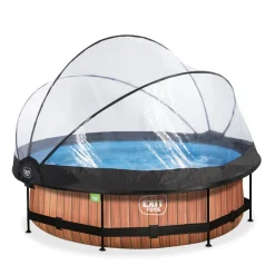 EXIT - Piscina Wood redonda 300 cm con cúpula y bomba de filtro