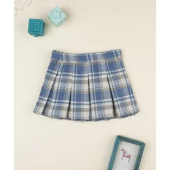 Falda plisada tartán azul y beige para niña
