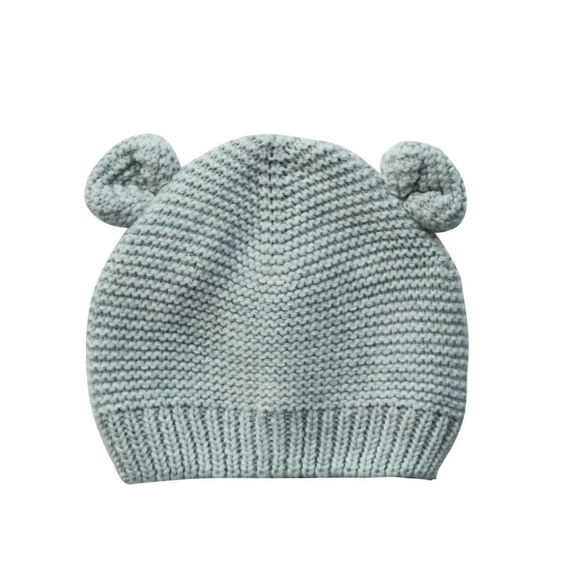 Gorro de punto gris con orejas