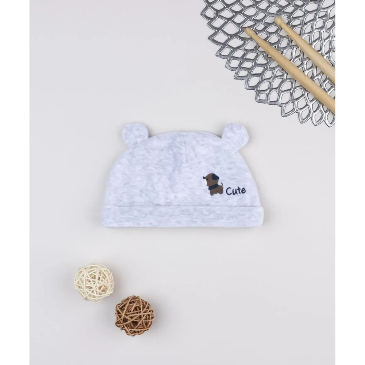 Gorro niño gris con perrito
