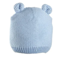 Gorro tricot azul con orejitas para recién nacido