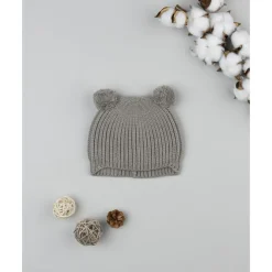 Gorro tricot de niño verde con orejas
