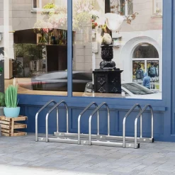 Homcom - Aparcamiento para 3 bicicletas Plata