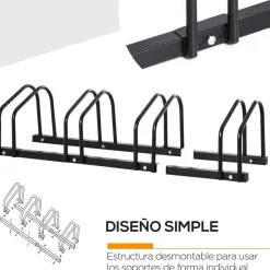 Homcom - Aparcamiento para 4 bicicletas Negro