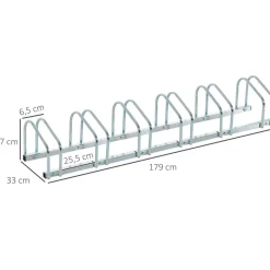 Homcom - Aparcamiento para 6 bicicletas Plata