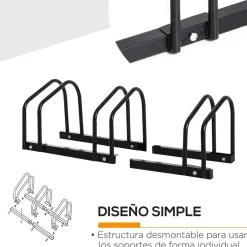Homcom - Aparcamiento para 3 bicicletas Negro