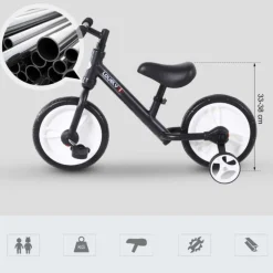 Homcom - Bicicleta de Equilibrio con Pedales Negra HomCom