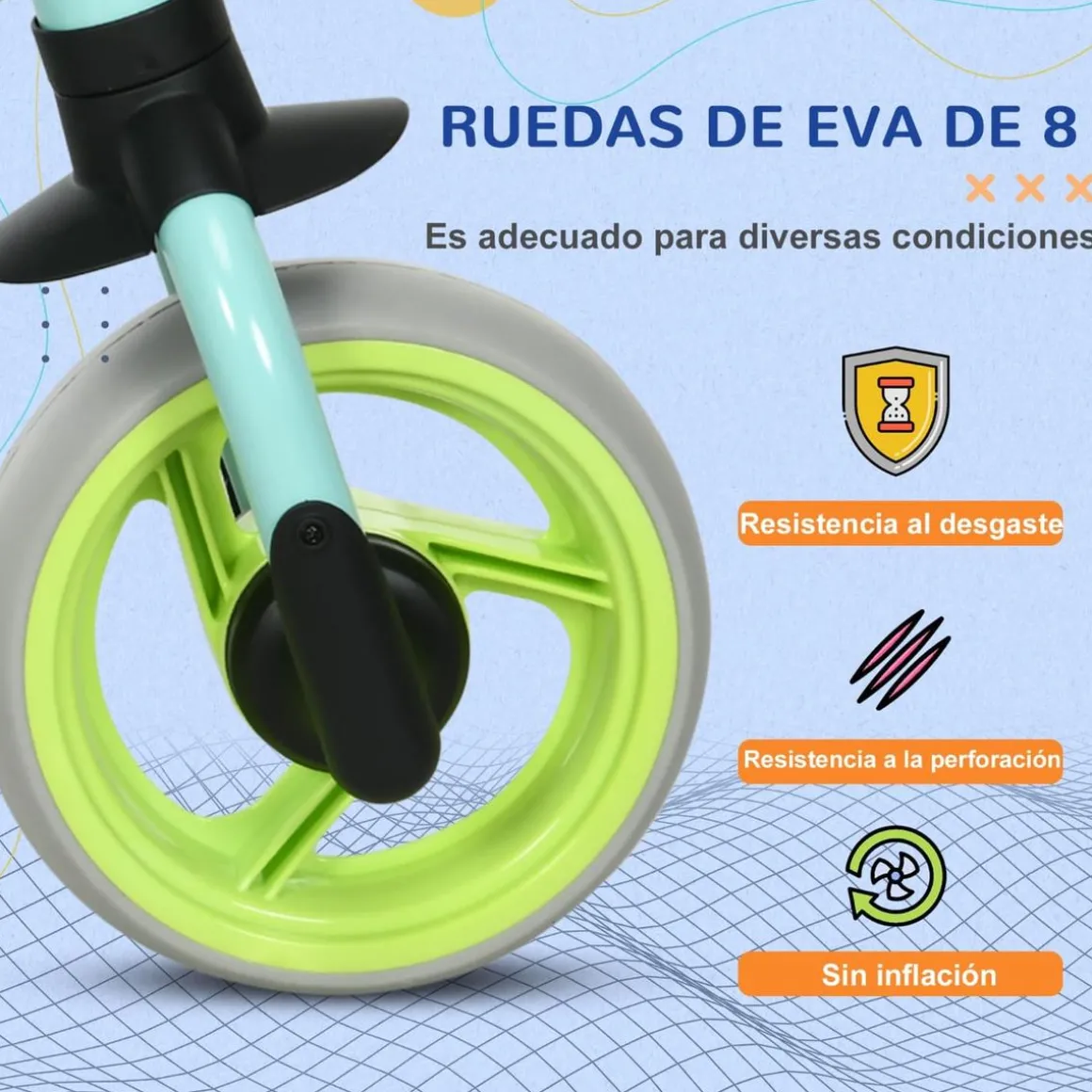 Homcom - Bicicleta Equilibrio ajustable Azul