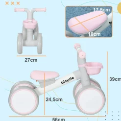 Homcom - Bicicleta sin pedales Rosa