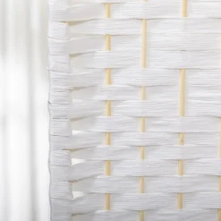 Homcom - Biombo de cuerda de papel 4 paneles