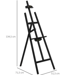 Homcom - Caballete de madera con trípode Negro