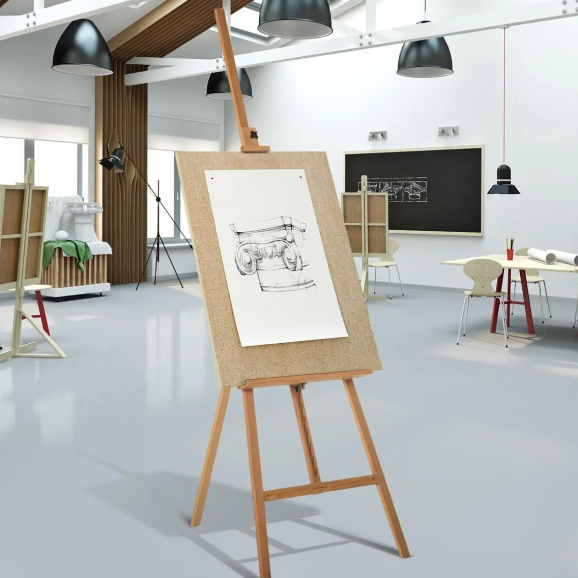 Homcom - Caballete de pintura de madera