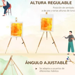 Homcom - Caballete de pintura plegable de madera