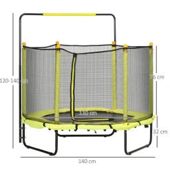 Homcom - Cama elástica con red de seguridad Ø110 cm amarillo