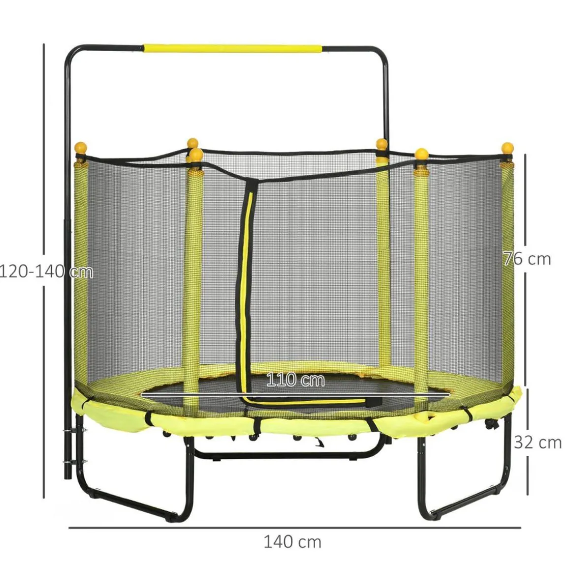 Homcom - Cama elástica con red de seguridad Ø110 cm amarillo